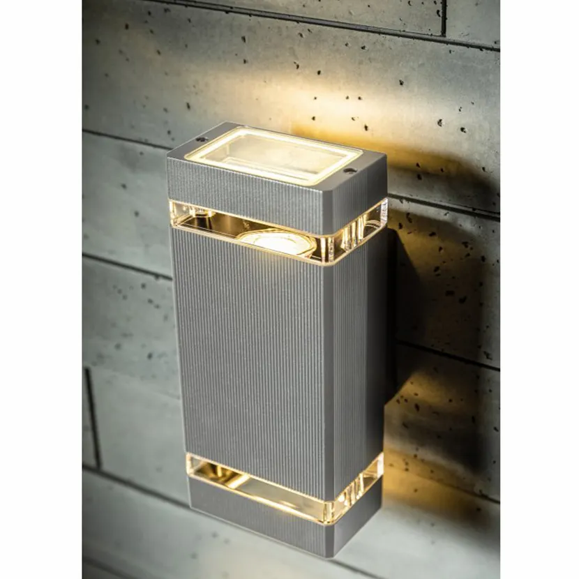 Slika proizvoda: LED ARM ZIDNA NESSA 2*GU10 IP54 SIVA GTV LED LD-NESSAGU10D-80